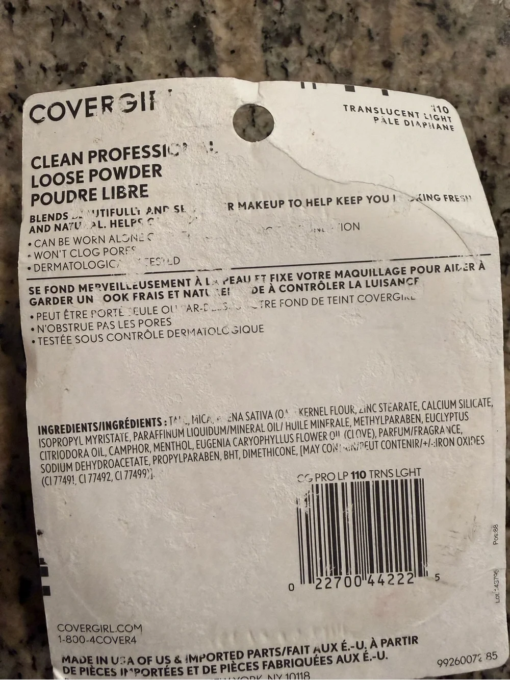 Vintage/Original CoverGirl Clean Professional Loose Powder Translucent Light 110